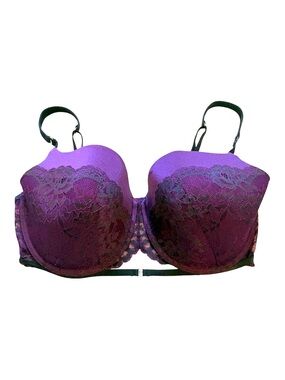 La Senza So Free Full Coverage Lace Purple & Black Underwire Bra Size 38DDD